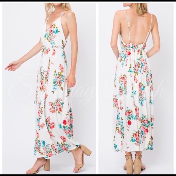 💝CUTE WHITE FLORAL MAXI DRESS - Picture 4 of 4